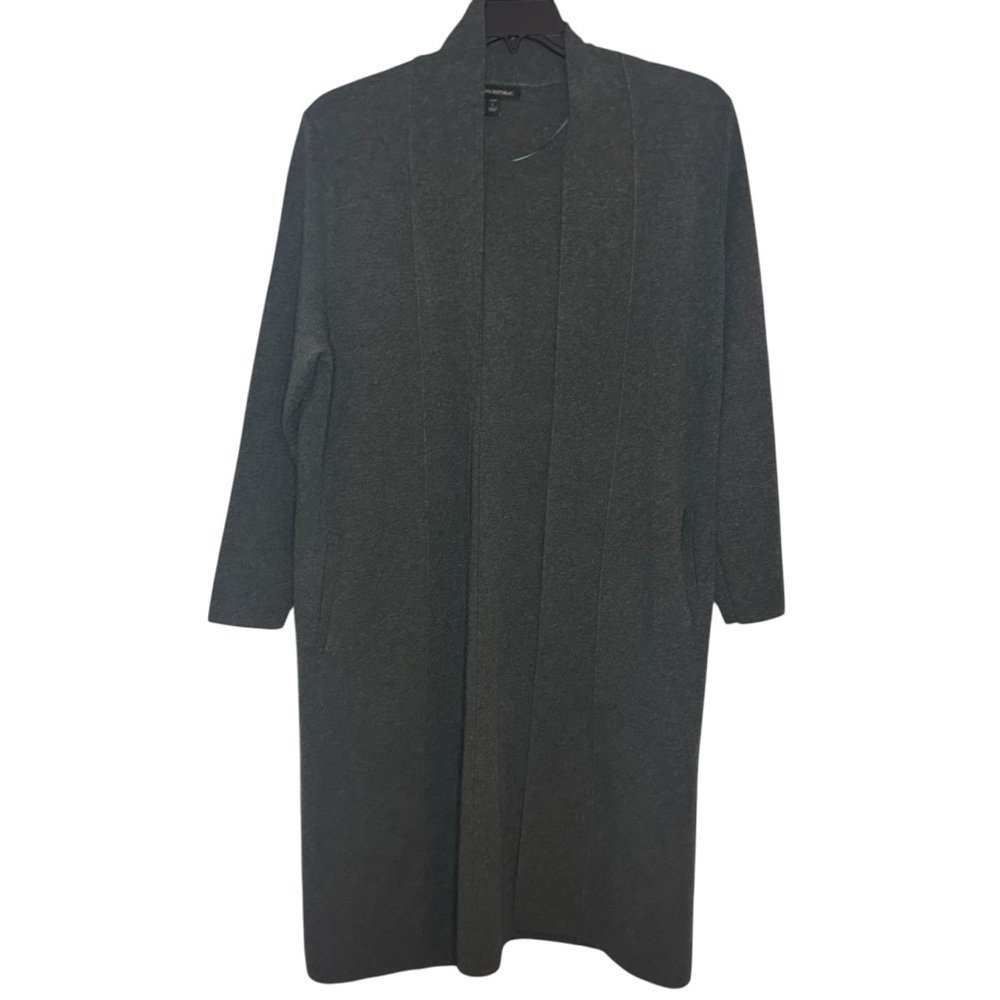 Banana Republic Petite Long Duster Cardigan Sweater Gray Size LP